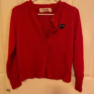 Comme des Garçon “PLAY” red cardigan